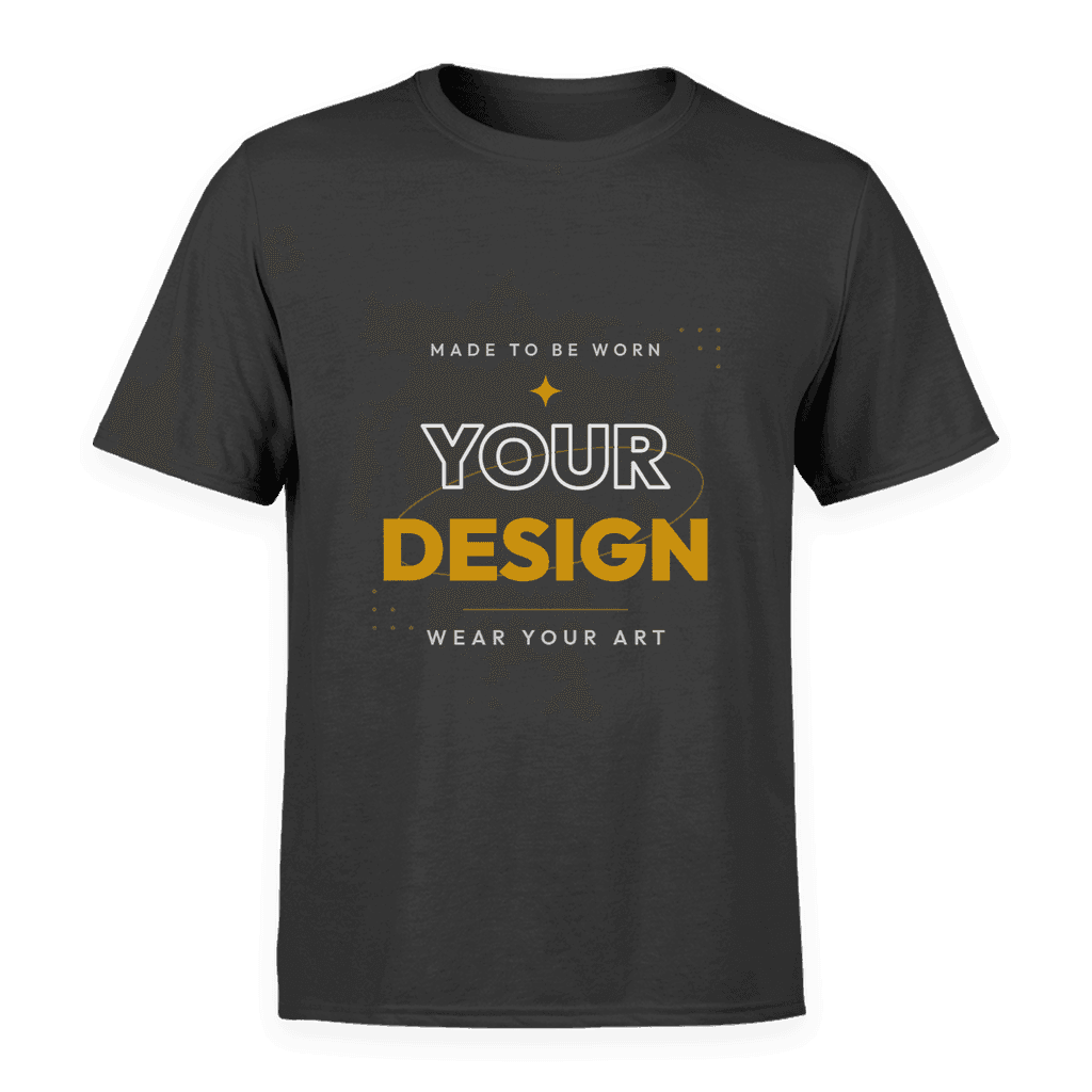 Black t-shirt mockup printed with the same sample design