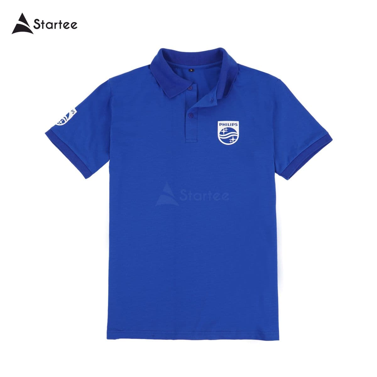Blue polo with the Philips logo, made by Startee