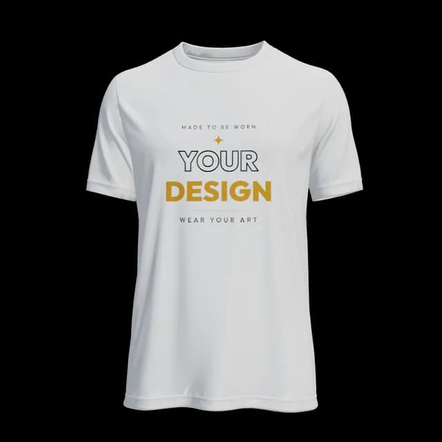 3D preview of a white custom-printed t-shirt